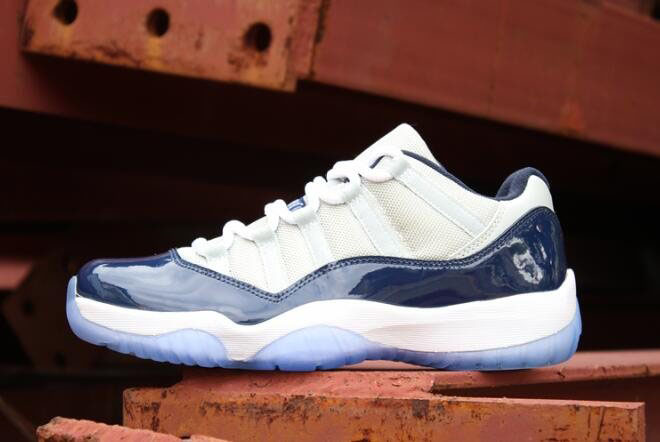 New Air Jordan 11 Retro Low Georgetown Grey Mist/White-Midnight Navy 528895-007