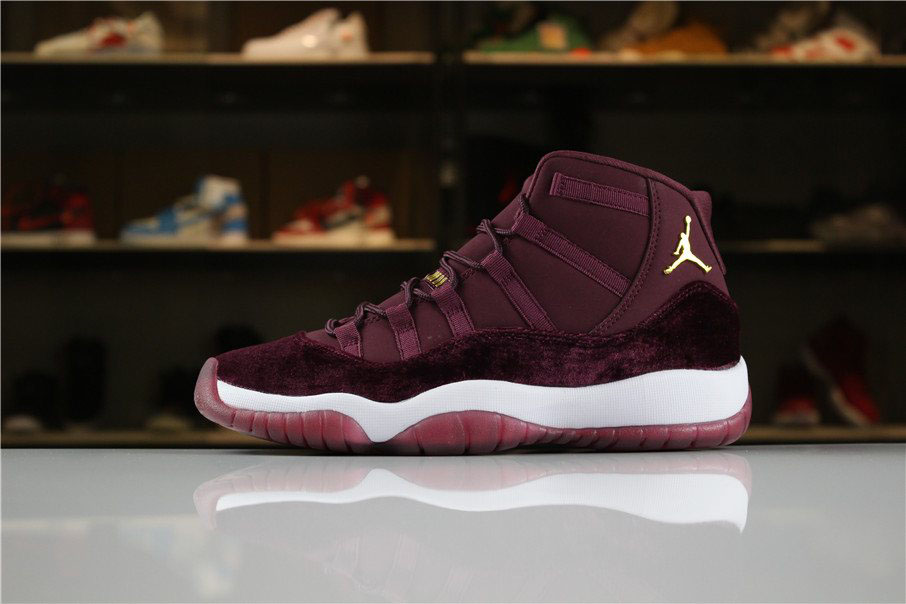 Air Jordan 11 Heiress Red Velvet Night Maroon/Metallic Gold 852625-650 For Sale