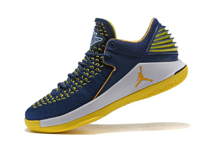 New Air Jordan 32 Low Navy/White-Maize Yellow Men's Basketball Shoes