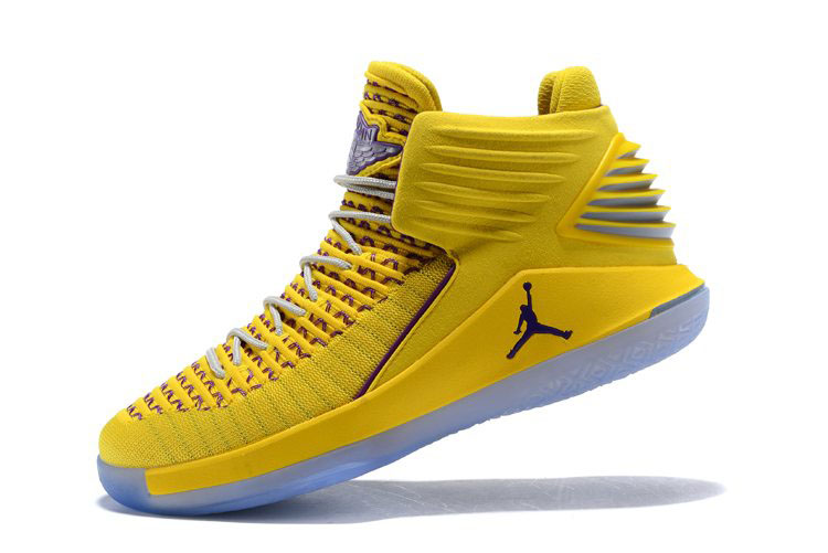 New Air Jordan 32 Warriors Yellow/Light Purple Men's Basketball Shoes