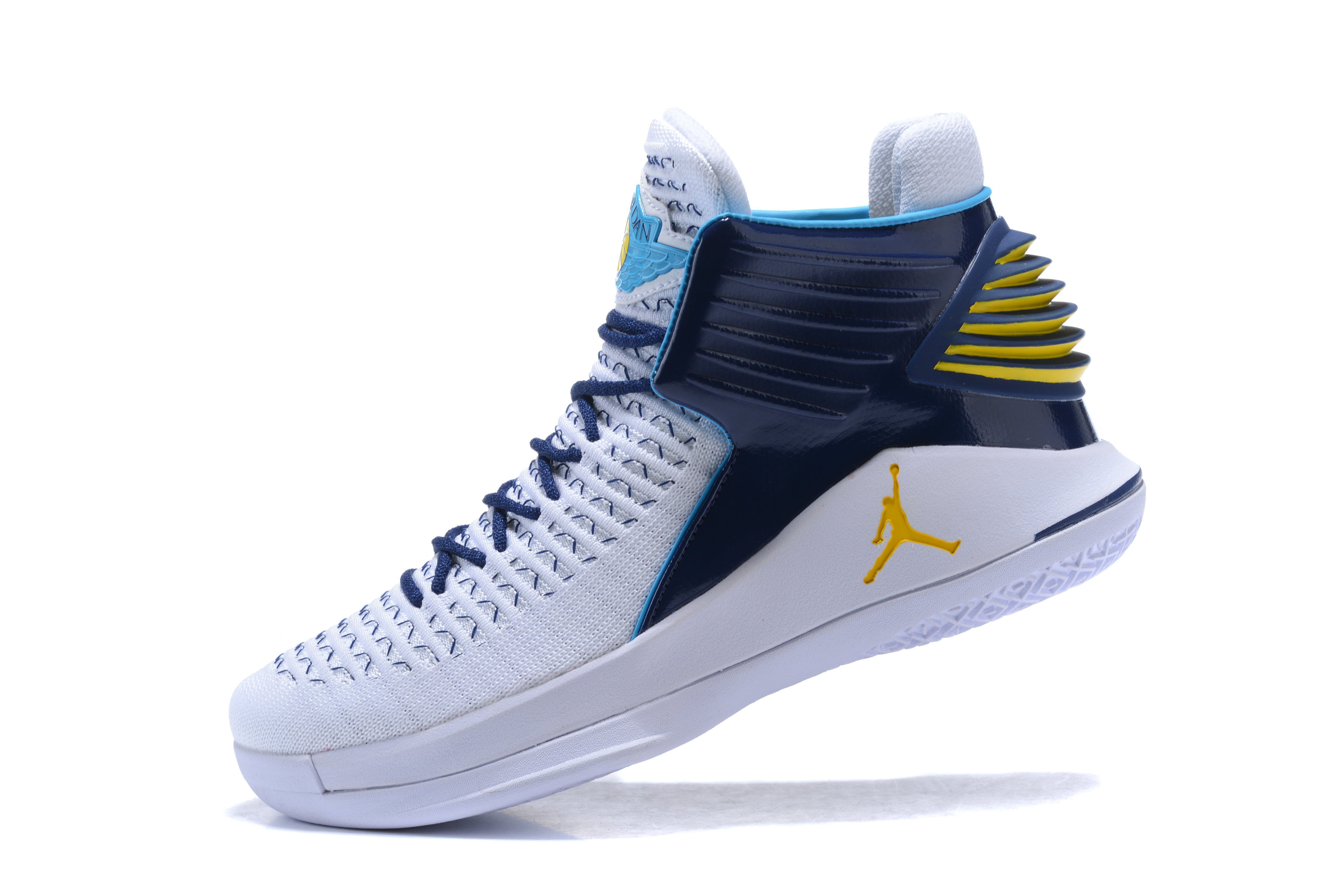 New Air Jordan 32 White/Navy-Gold Men's Basketball Shoes