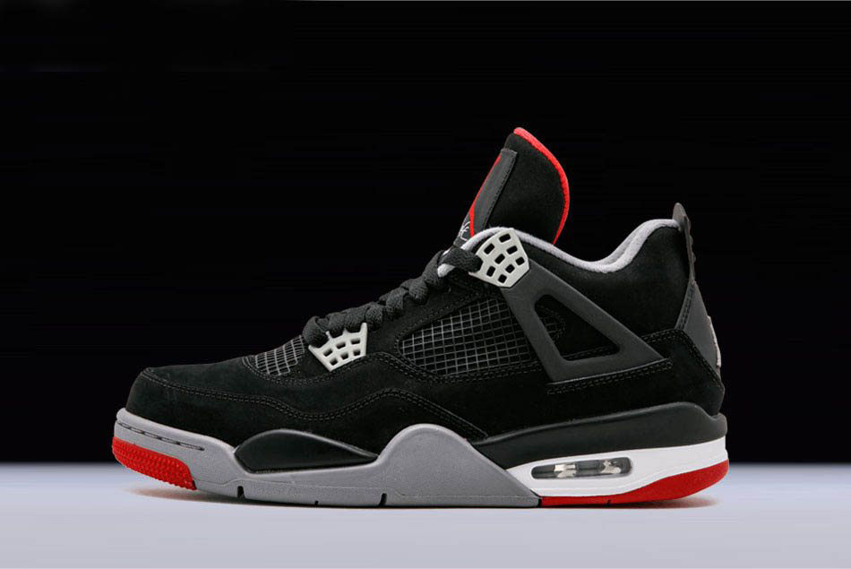 New Air Jordan 4 Retro Bred Black/Cement Grey-Fire Red 308497-089