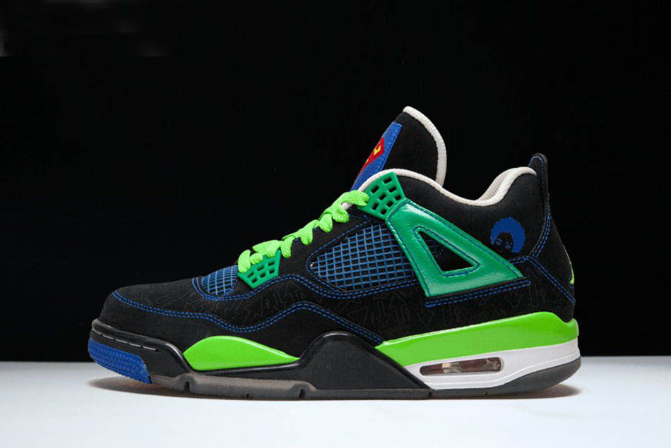 New Air Jordan 4 Retro Doernbecher Black/Old Royal-Electric Green-White 308497-015