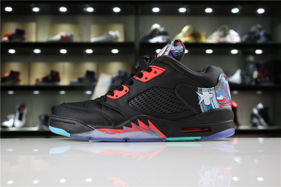 Air Jordan 5 Low Chinese New Year Black/Bright Crimson-Beta Blue-Black 840475-060