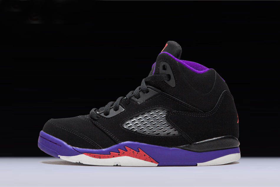 New Air Jordan 5 Retro Raptors Black/Ember Glow-Fierce Purple 440893-017