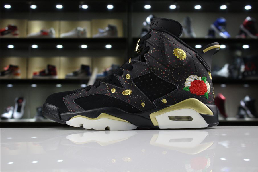 Mens Air Jordan 6 CNY Black/Multi-Color/Summit White-Metallic Gold For Sale