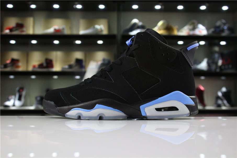 Men's and Women's Air Jordan 6 UNC Black/University Blue 384664-006 For Sale