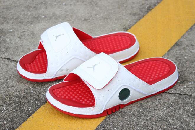 New Air Jordan Hydro 13 Retro White/Red-Metallic Silver Sandals 684915-121