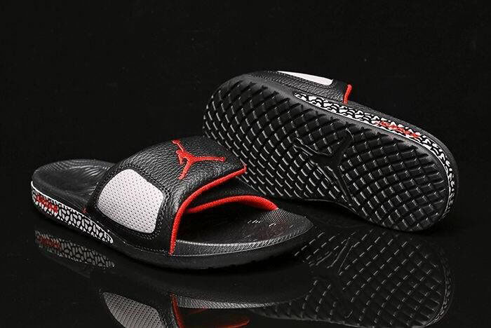 New Air Jordan Hydro 3 III Retro Slide Black/Cement Grey/University Red 854556-003