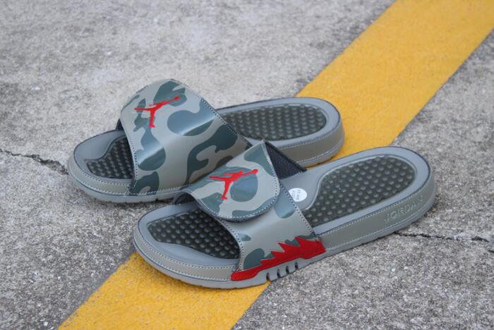New Air Jordan Hydro 5 Retro Slide Dark Stucco/Red 555501-051
