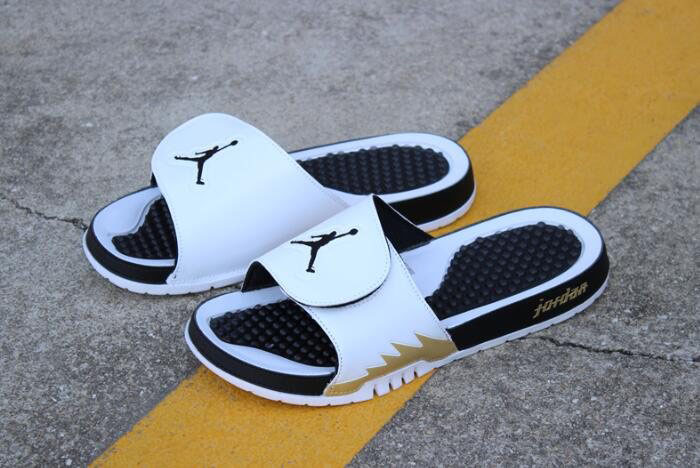 New Air Jordan Hydro 5 Retro Slide White/Metallic Gold-Black 555501-153