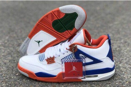 New Air Jordan IV(4) White Blue Orange-177 Basketball Shoes Online