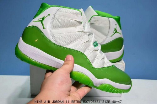 New Air Jordan XI(11) White Green-205 Basketball Shoes Online