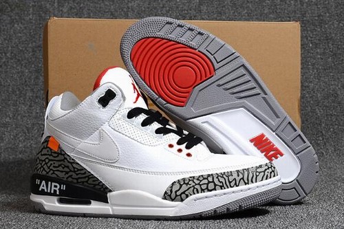 New OFF WHITE Jordan 3 White Cement-114 Basketball Shoes Online