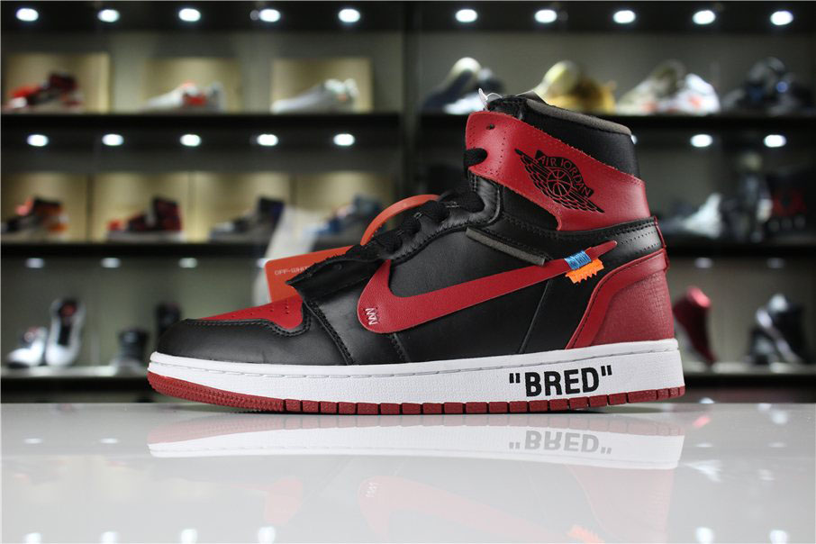 OFF-WHITE x Air Jordan 1 High OG 10X Bred Black/Varsity Red-White AA3834-023