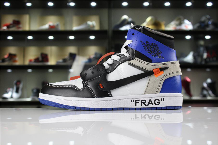 Off-White x Fragment Design Air Jordan 1 Custom White/Sport Royal-Black For Sale