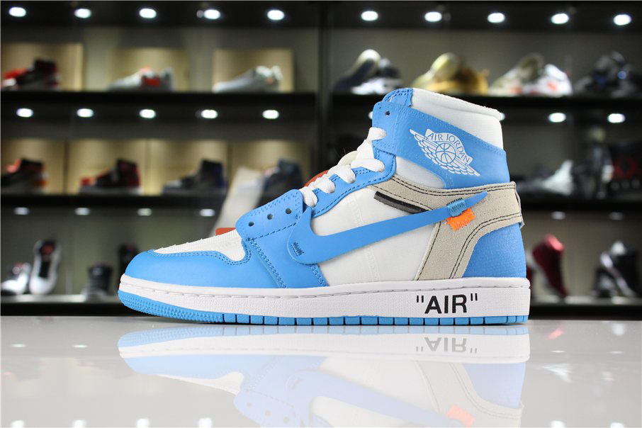 Off-White x Air Jordan 1 UNC White/Dark Powder Blue-Cone AQ0818-148