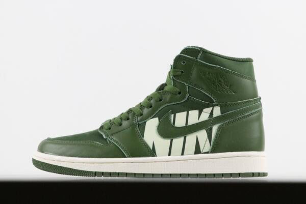 Virgil Abloh's Off-White x Air Jordan 1 Nike Swoosh Olive 555088-300 Free Shipping