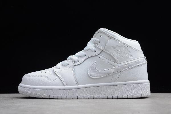 Women's Air Jordan 1 Mid GS White/Pure Platinum 554724-104