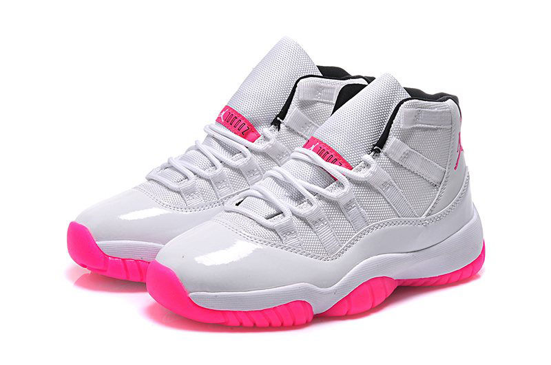 Women's Air Jordan 11 GS White Pink Black Shoes For Sale