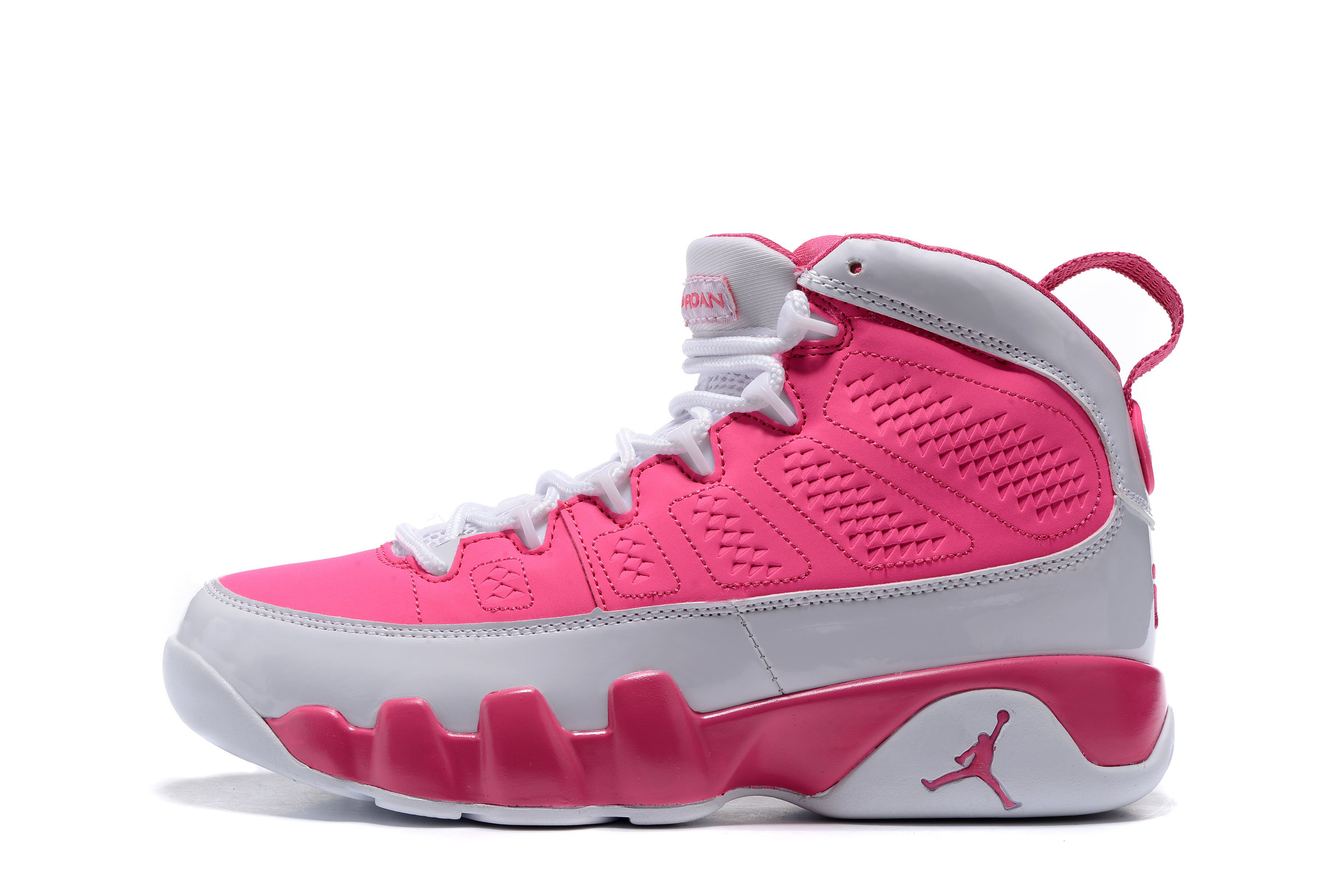 Women's Air Jordan 9 GS Peach Pink/White Basketball Shoes