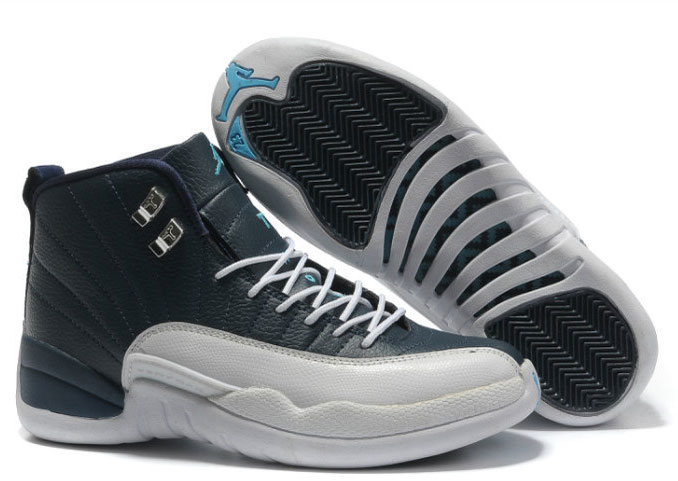 Air Jordan 12 & Jordan xii Retro Obsidian White French Blue