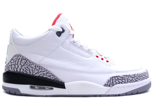 Air Jordan 3 & Jordan III Retro White/Fire Red Cement Grey Black