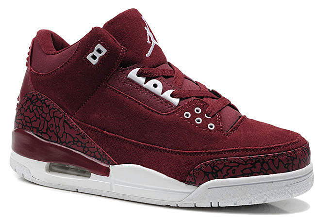 Air Jordan 3 & Jordan III Suede Burgundy Cement