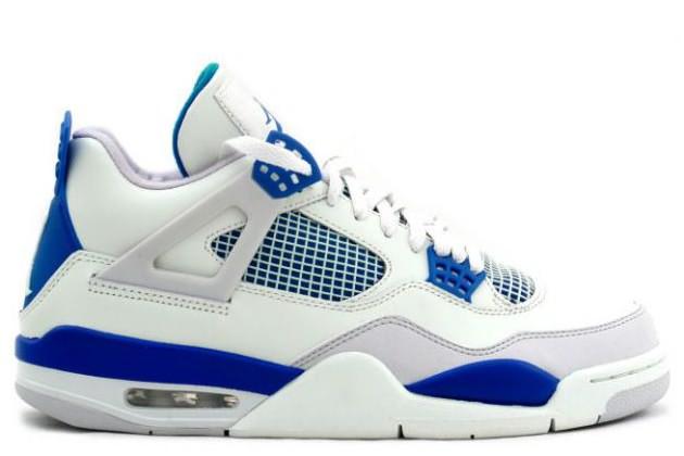 Air Jordan 4 & Jordan IV Retro White / Military Blue Neutral Grey
