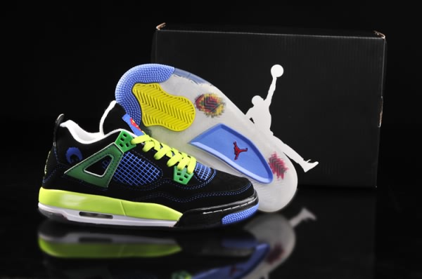 Air Jordan 4 Retro Black/Green/Blue for Women
