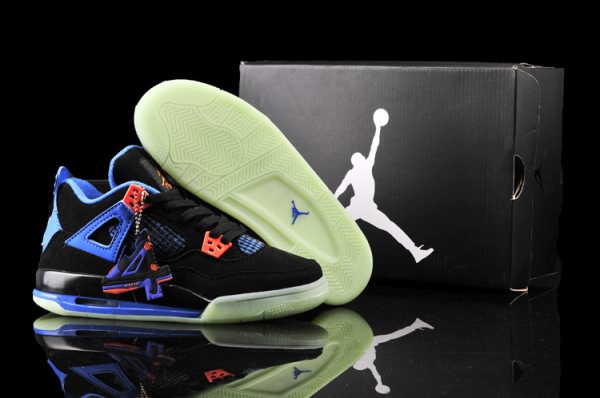 Air Jordan 4 Retro Night Light Black/Blue for Women