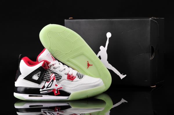 Air Jordan 4 Retro Night Light White/Black/Red for Women