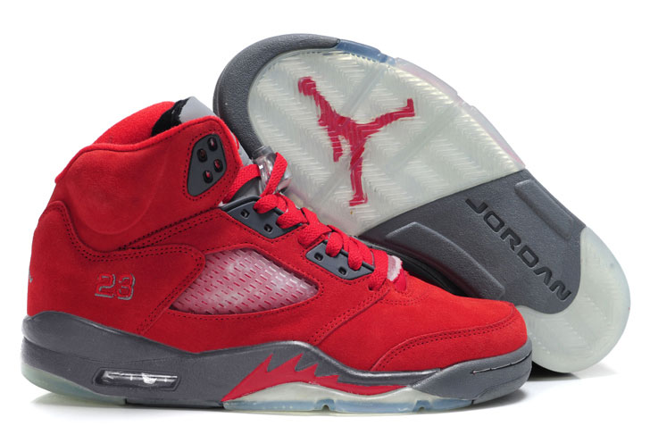 Air Jordan 5 & Jordan V Fluff Fire Red/Grey White