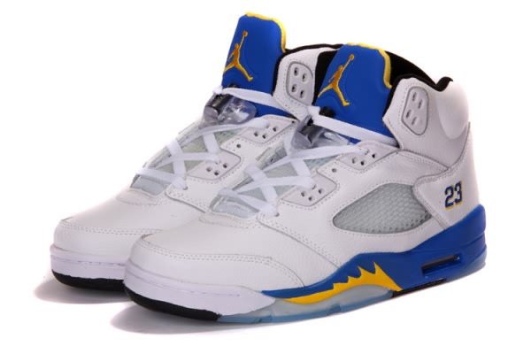 Air Jordan 5 V Retro White Royal Blue Yellow for Men