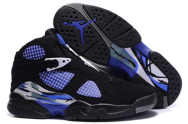 Air Jordan 8 Embroidery Men Retro Black Blue