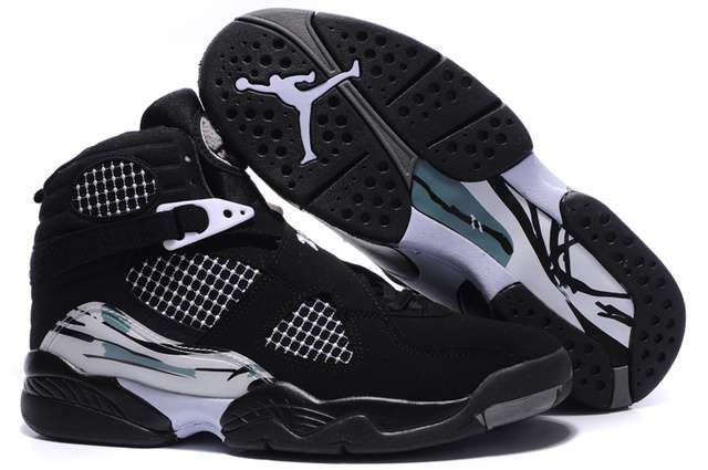 Air Jordan 8 Embroidery Retro Men Black White
