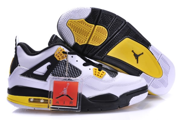 Air Jordan Retro 4 White/Black/Yellow for Men
