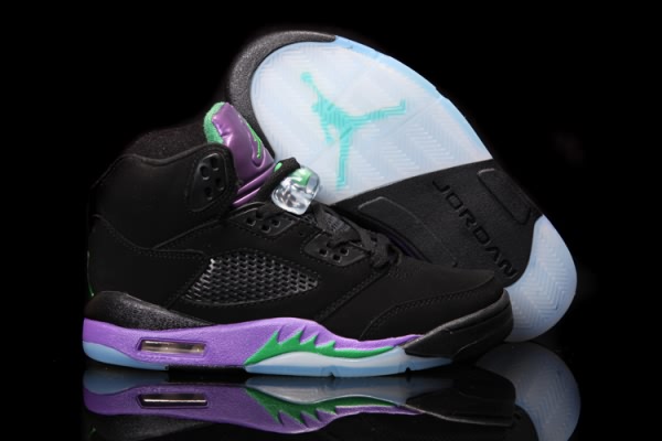 Air Jordan Retro 5 Black Purple Green Womens shoes