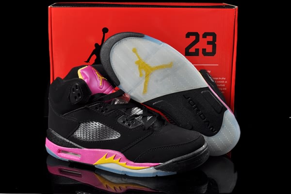 Air Jordan Retro 5 Hardcover for Women Black/Pink