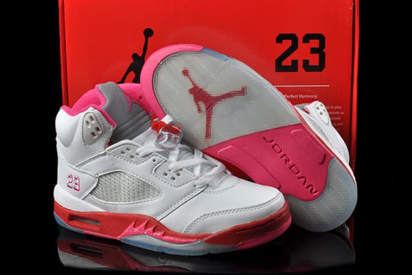 Air Jordan Retro 5 Hardcover for Women White/Pink
