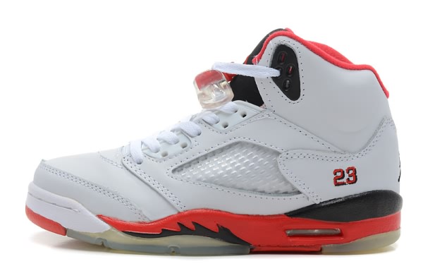 Air Jordan Retro 5 White/Black/Red for Women