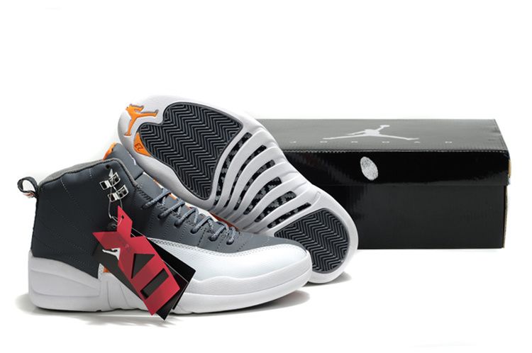 New Air Jordan 12 & Jordan xii Retro Cool Grey/White Team Orange