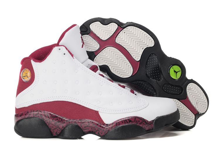 Women Air Jordan 13 GS White Red Black