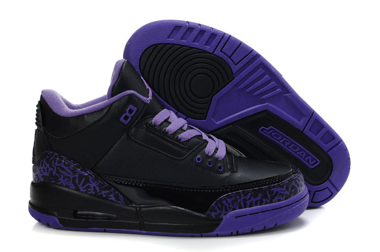 Women Air Jordan 3 Black Purple