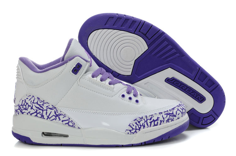 Women Air Jordan 3 White Purple