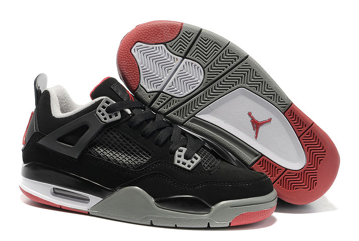 Women Air Jordan 4 Retro Black/Varsity Red/Cement Grey