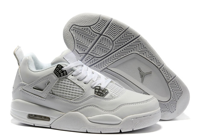 Women Air Jordan 4 White/Metallic Silver