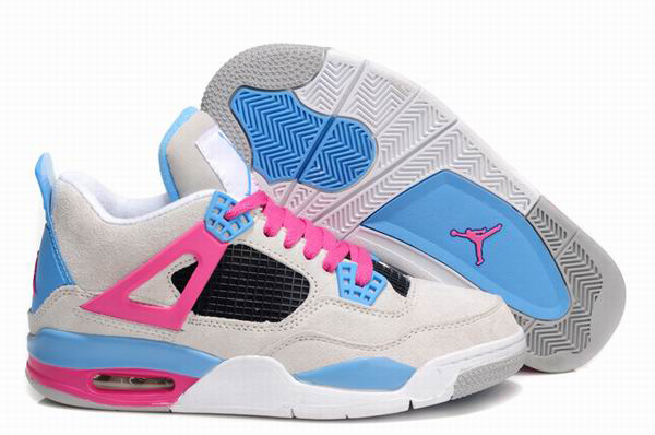Women Air Jordan 4 White/Vivid Pink Dynamic Blue