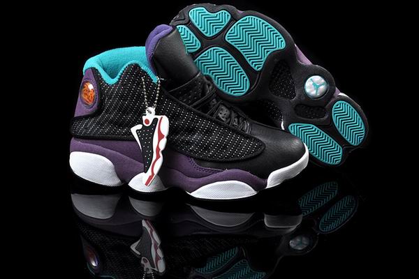 Women Air Jordans 13 black blue purple