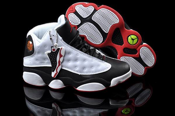 Women Air Jordans 13 white black red